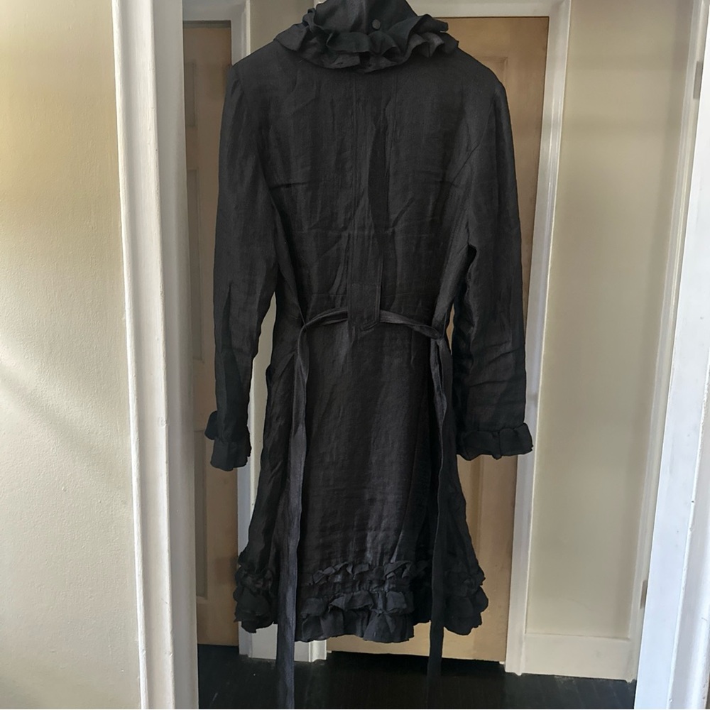 Samuel Dong Ruffled Belted Lightweight Coat/Dress - Picture 4 of 5